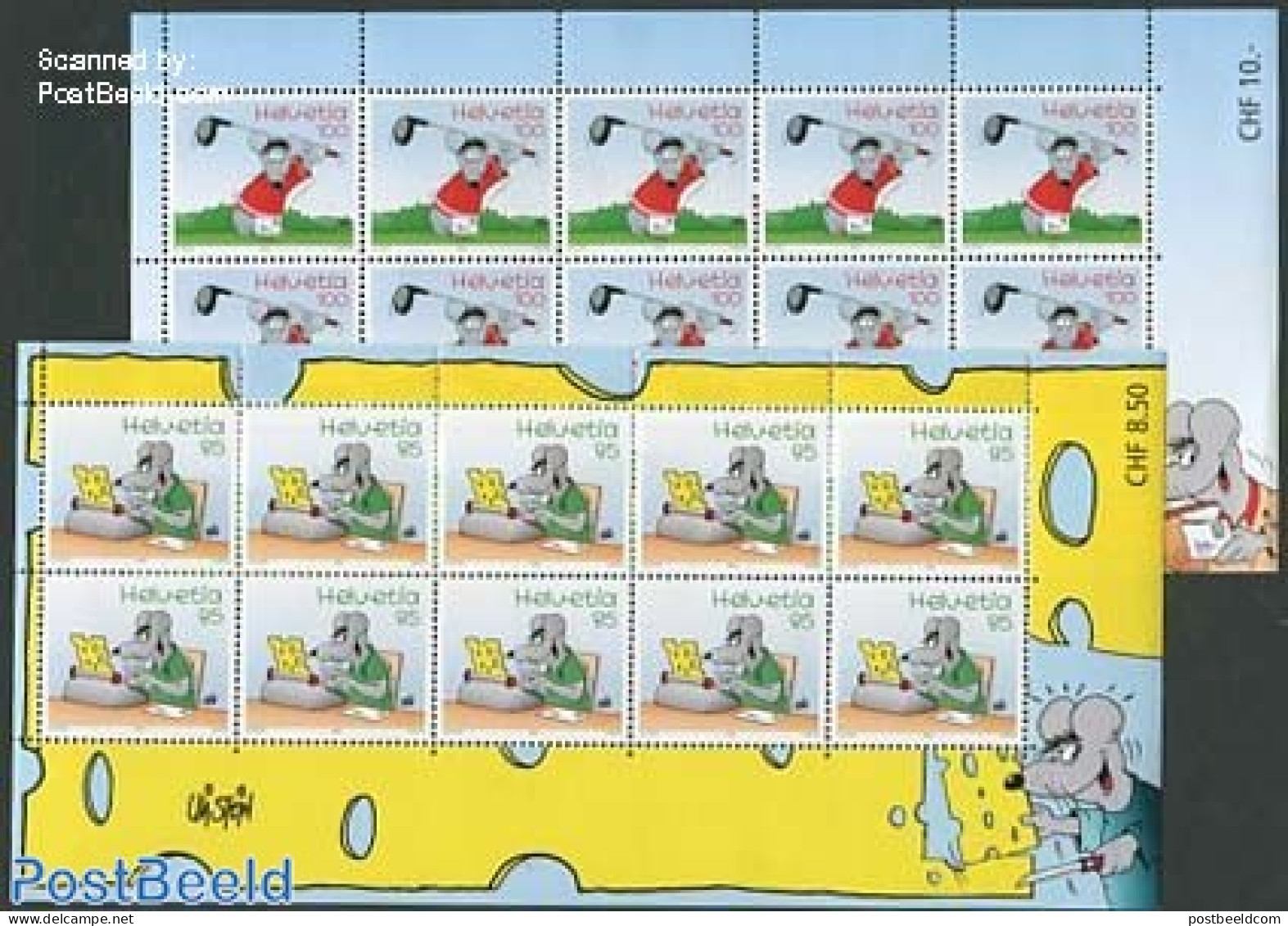 Switzerland 2005 Comic Uli Stein 2 M/ss, Mint NH, Sport - Golf - Art - Comics (except Disney) - Unused Stamps