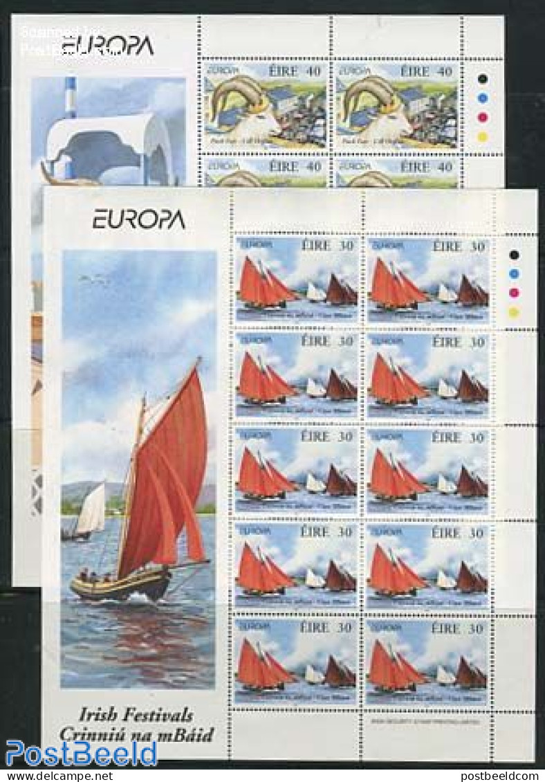 Ireland 1998 Europa, Festivals 2 M/ss, Mint NH, History - Transport - Various - Europa (cept) - Ships And Boats - Folk.. - Nuevos