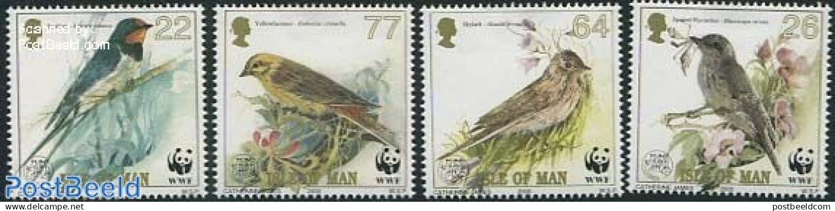 Isle Of Man 2000 WWF, Songbirds 4v, Mint NH, Nature - Birds - World Wildlife Fund (WWF) - Isla De Man