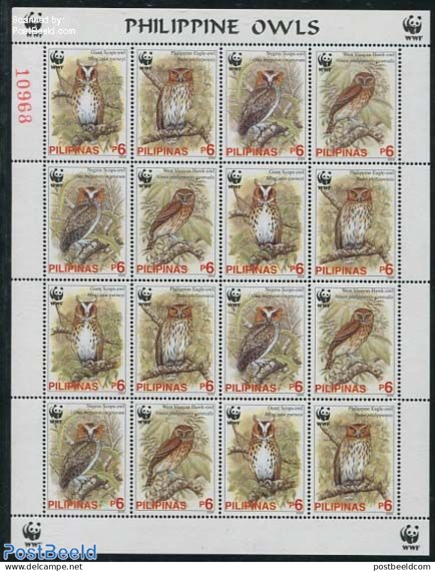 Philippines 2004 WWF, Owls M/s With 4 Sets, Mint NH, Nature - Birds - Birds Of Prey - Owls - World Wildlife Fund (WWF) - Filippine