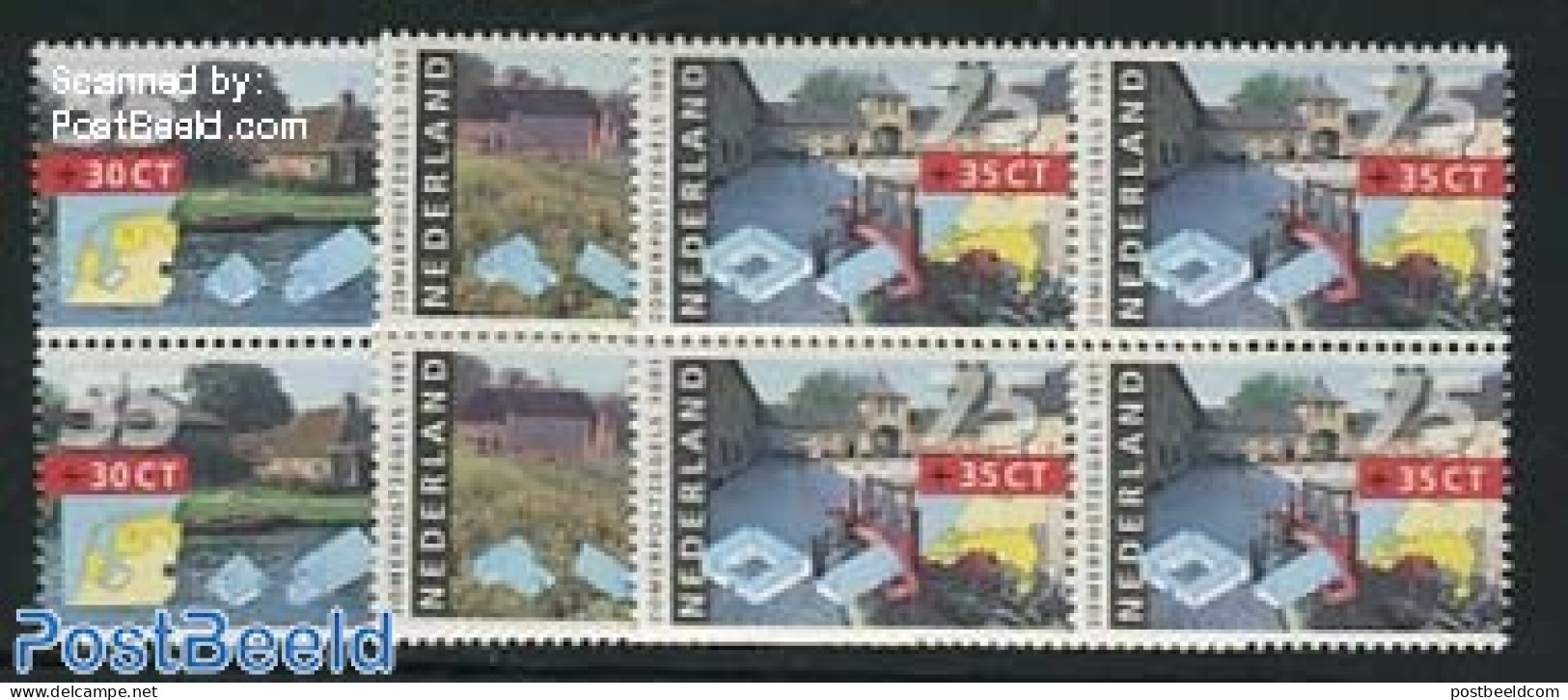 Netherlands 1991 Farms 3v, Blocks Of 4 [+], Mint NH, Various - Agriculture - Maps - Art - Architecture - Neufs