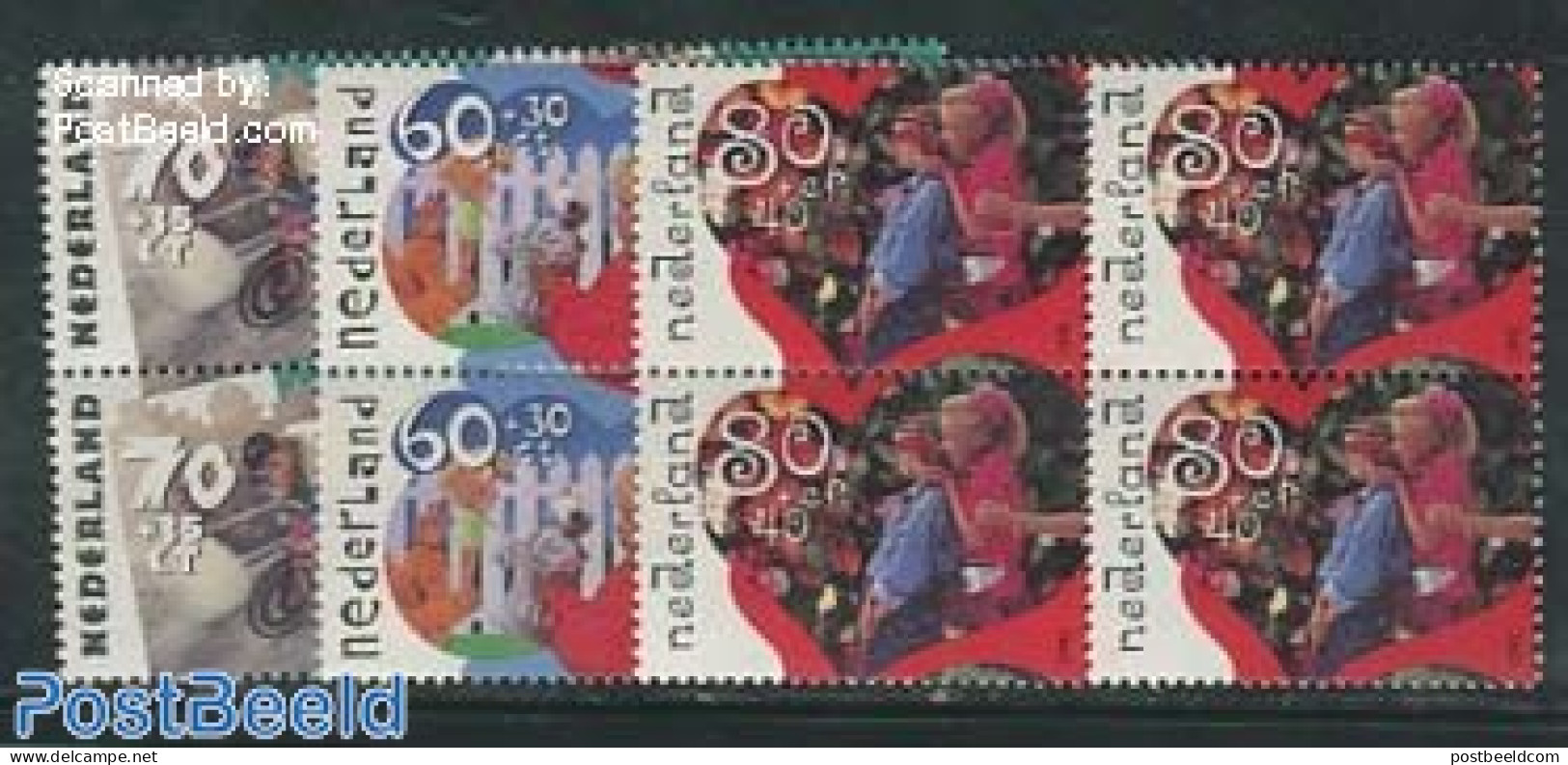 Netherlands 1991 Child Welfare 3v, Blocks Of 4 [+], Mint NH, Sport - Various - Cycling - Toys & Children's Games - Unused Stamps