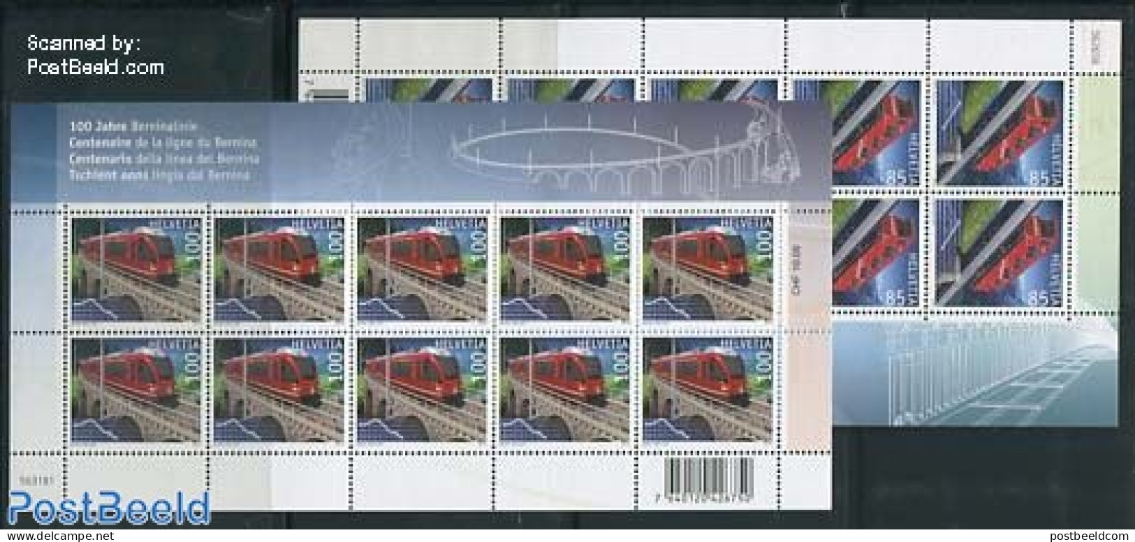 Switzerland 2010 Railways 2 M/ss, Mint NH, Transport - Railways - Unused Stamps