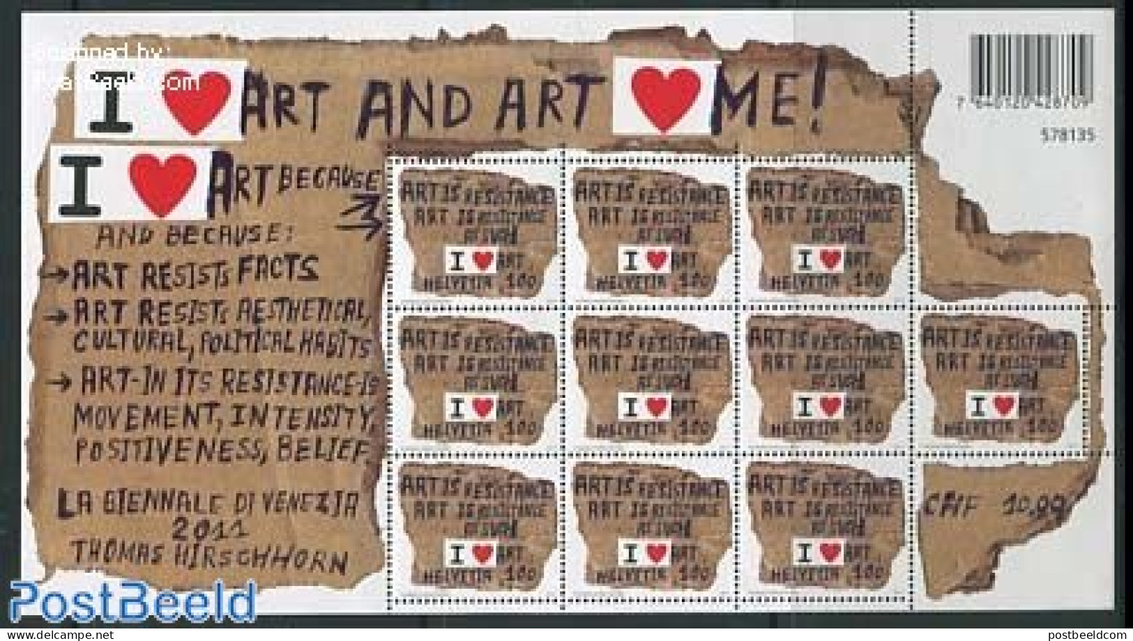 Switzerland 2011 Biennale Venice M/s, Mint NH - Unused Stamps