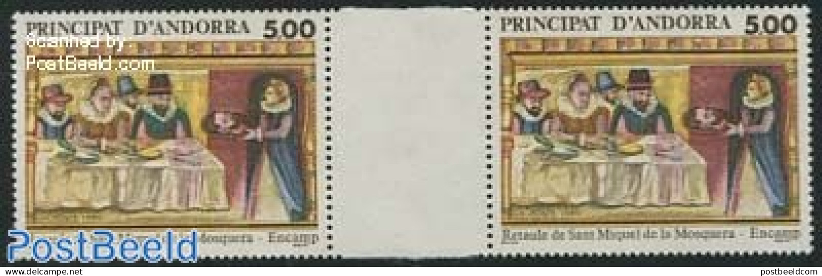 Andorra, French Post 1989 De La Mosquera 1v, Gutterpair, Mint NH, Religion - Religion - Art - Paintings - Unused Stamps