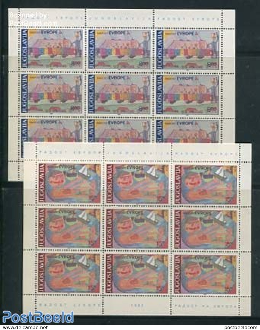 Yugoslavia 1982 European Children Meeting 2 M/s, Mint NH, History - Europa Hang-on Issues - Art - Children Drawings - Unused Stamps