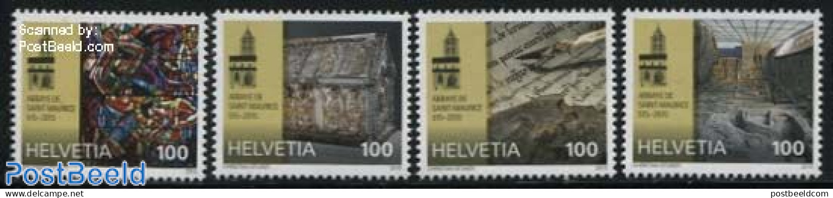 Switzerland 2015 Saint-Maurice Abbey 4v, Mint NH, History - Religion - Archaeology - Cloisters & Abbeys - Art - Handwr.. - Unused Stamps
