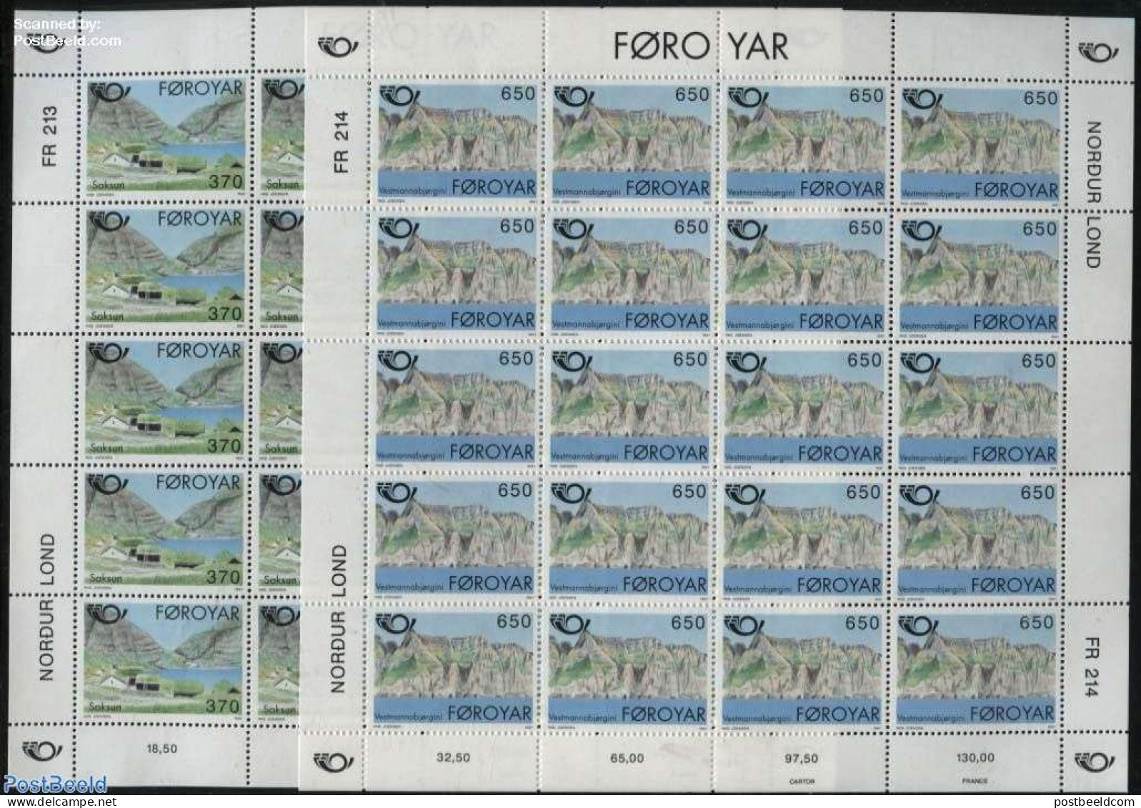 Faroe Islands 1991 Norden, Tourism 2 M/s, Mint NH, History - Various - Europa Hang-on Issues - Tourism - Idee Europee