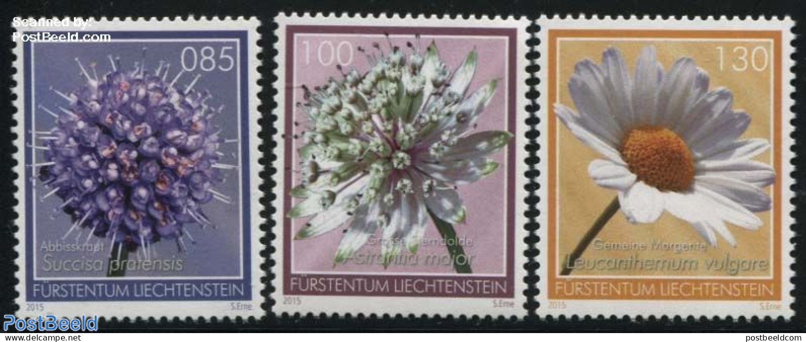 Liechtenstein 2015 Flowers 3v S-a, Mint NH, Nature - Flowers & Plants - Ungebraucht