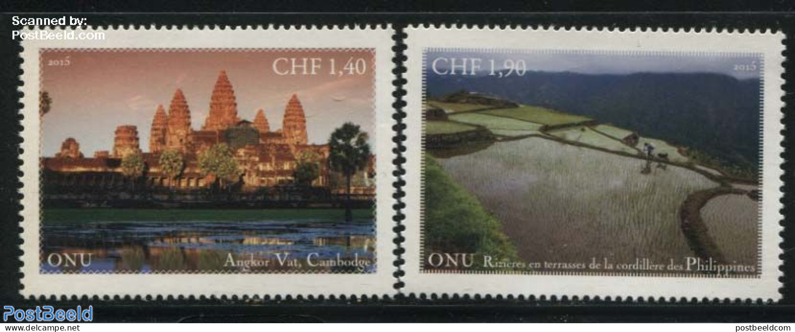 United Nations, Geneva 2015 World Heritage South East Asia 2v, Mint NH, History - Religion - Various - World Heritage .. - Churches & Cathedrals