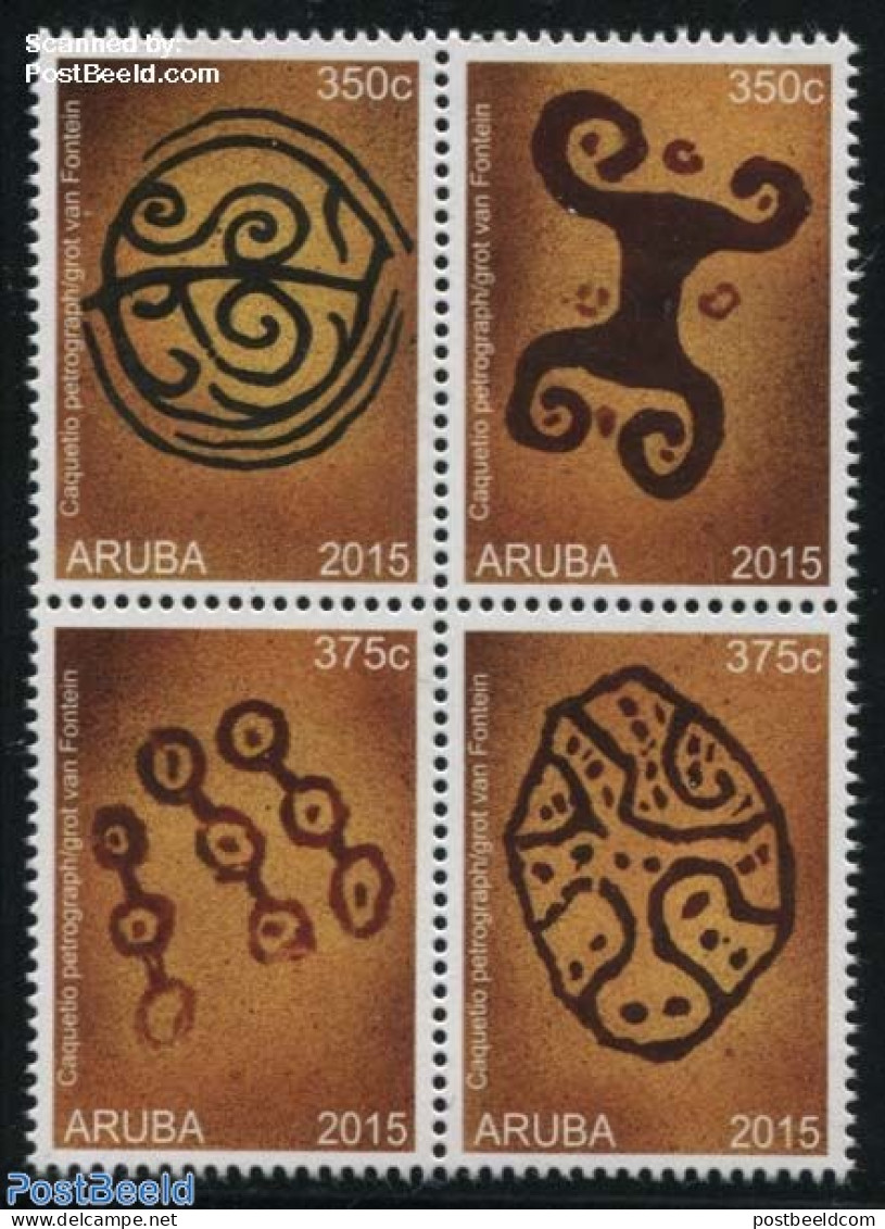 Aruba 2015 Fontein Cave 4v [+], Mint NH, Art - Cave Paintings - Préhistoire