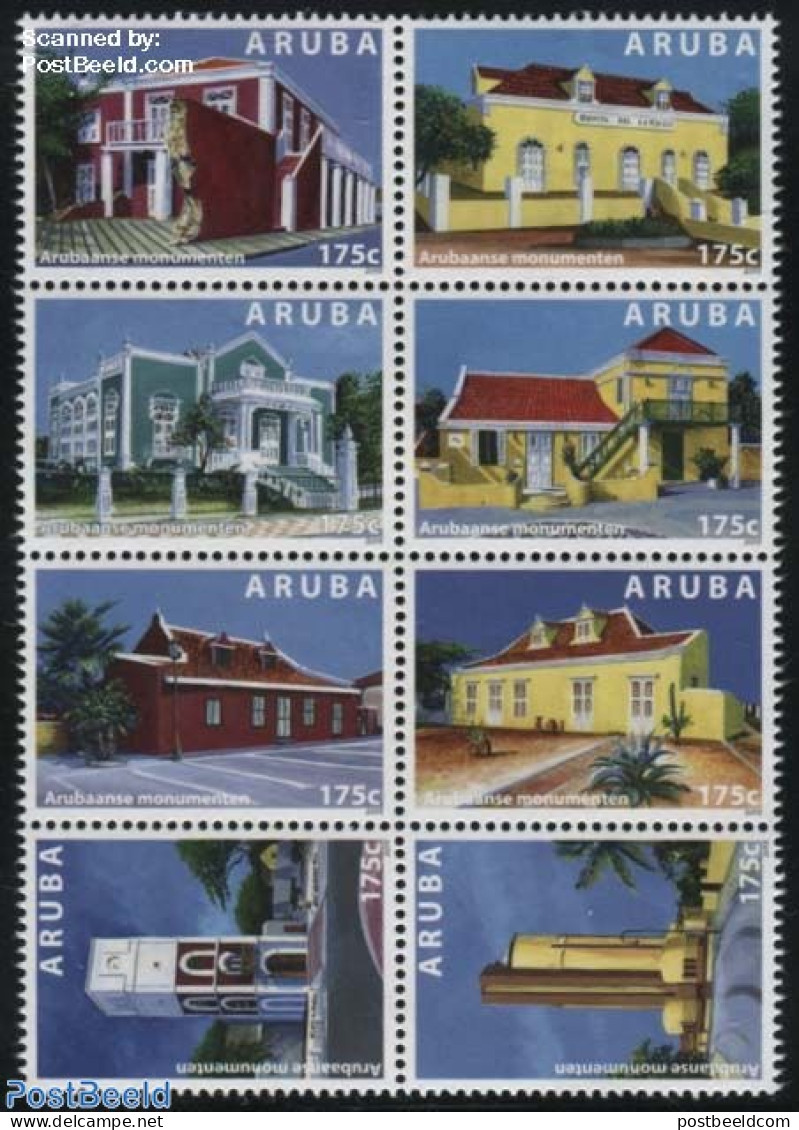 Aruba 2015 Aruban Monuments 8v [+++], Mint NH, Art - Architecture - Clocks - Modern Architecture - Clocks