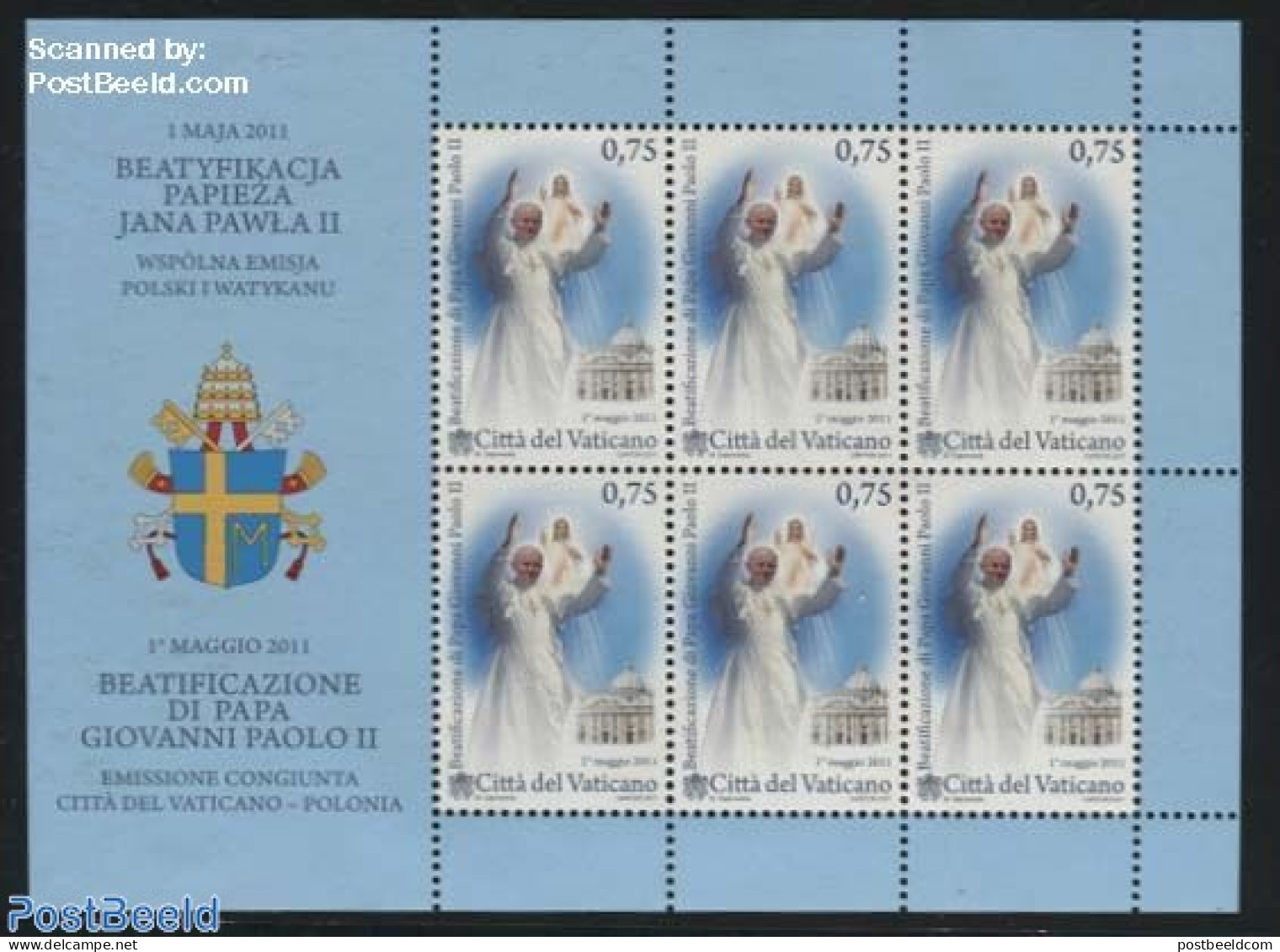 Vatican 2011 Holy Pope John Paul II M/s, Joint Issue Poland, Mint NH, Religion - Various - Pope - Religion - Joint Iss.. - Neufs