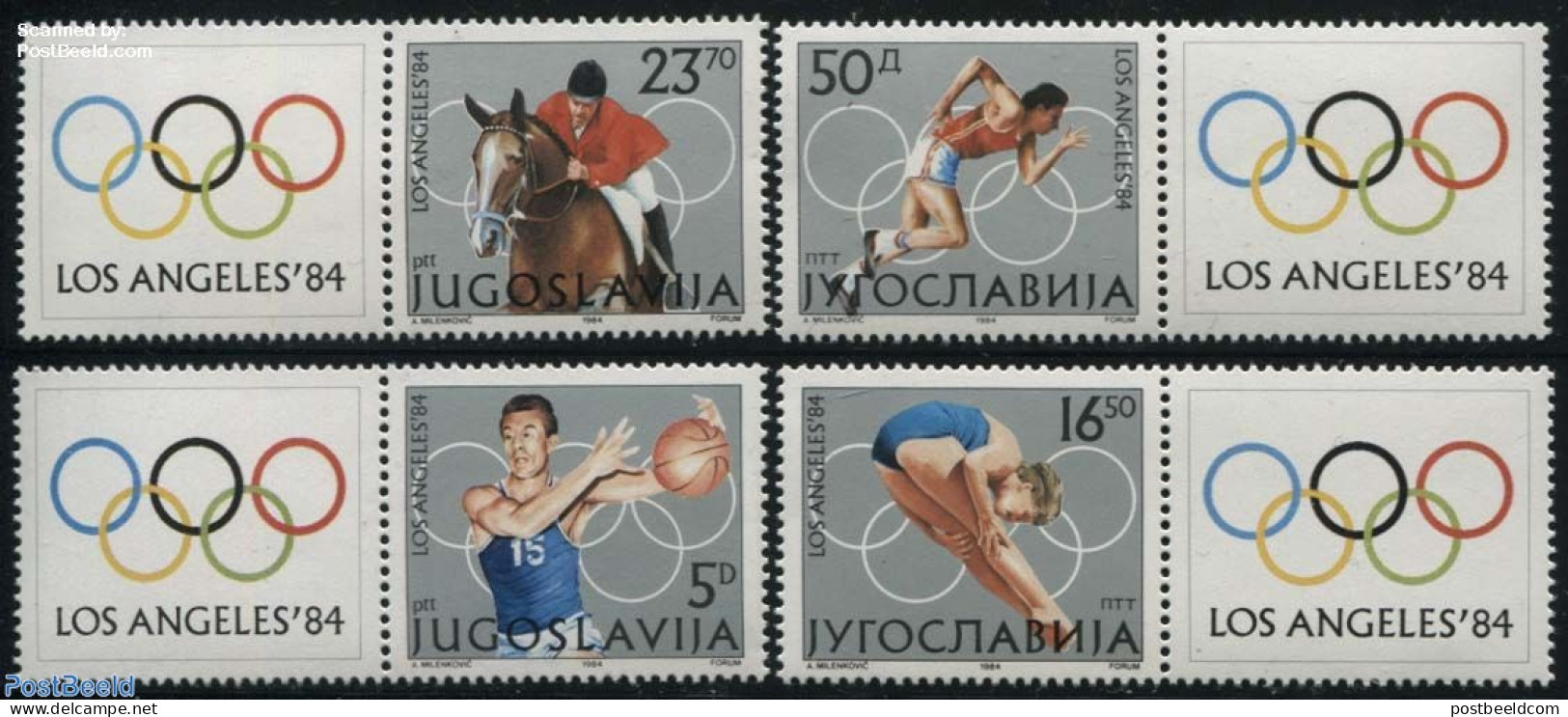 Yugoslavia 1984 Olympic Games 4v With Tabs, Mint NH, Sport - Olympic Games - Neufs