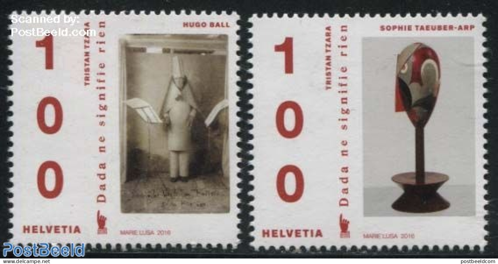 Switzerland 2016 Dada 100 Zurich 2v, Mint NH, Art - Photography - Sculpture - Unused Stamps