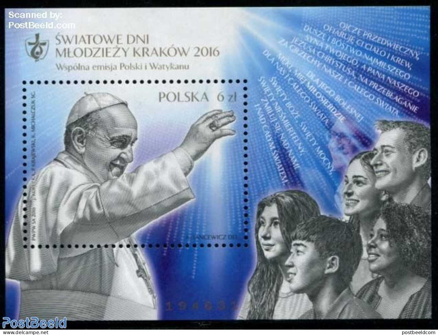 Poland 2016 World Youth Day S/s, Joint Issue Vatican, Mint NH, Religion - Various - Pope - Religion - Joint Issues - Ungebraucht