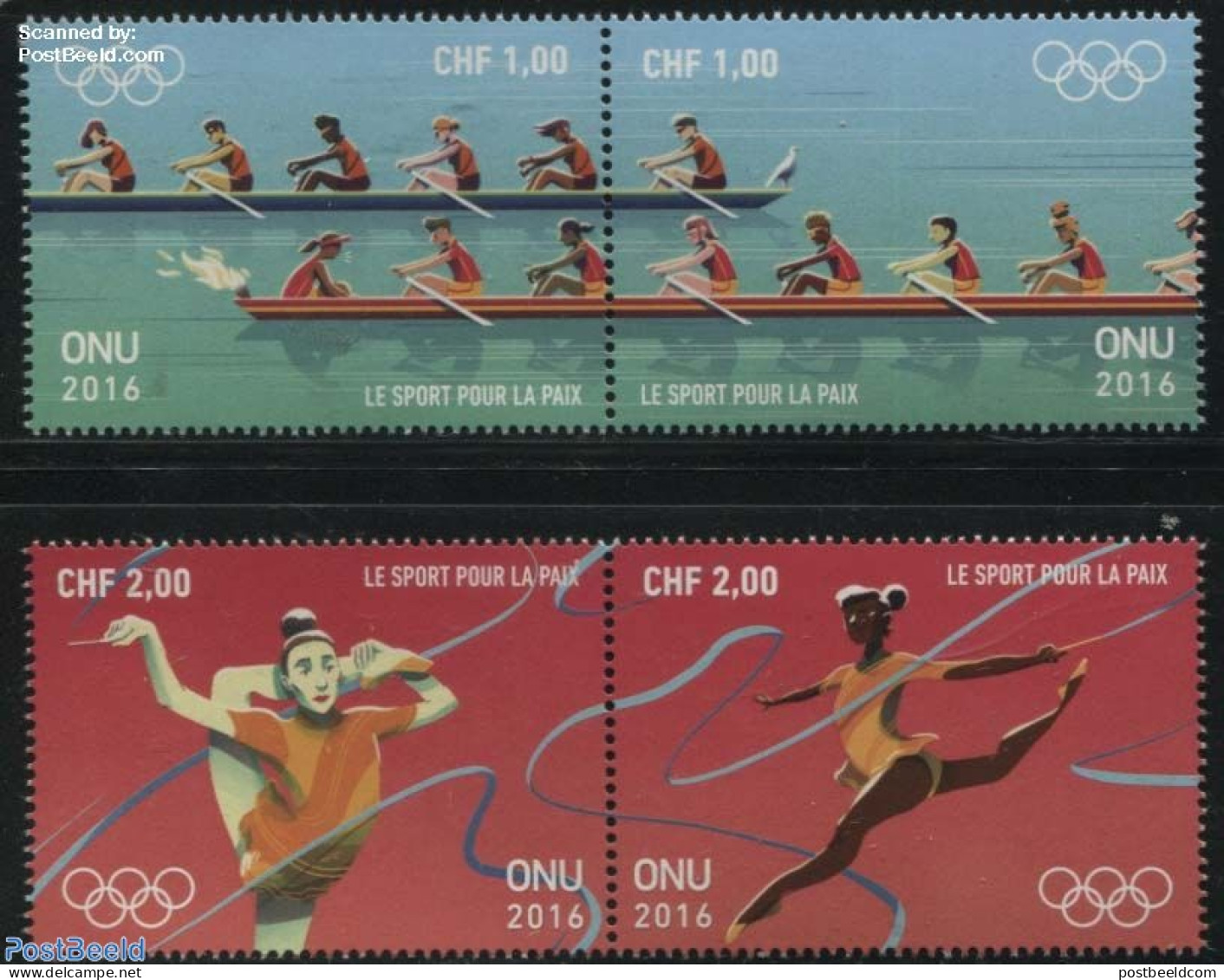 United Nations, Geneva 2016 Sport For Peace 4v (2x[:]), Mint NH, Sport - Kayaks & Rowing - Olympic Games - Sport (othe.. - Canottaggio