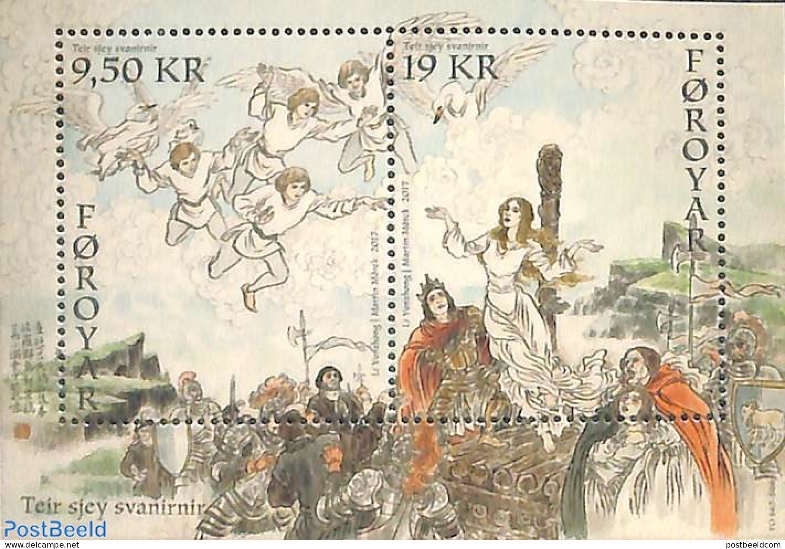 Faroe Islands 2017 The Seven Swans S/s, Mint NH, Art - Fairytales - Contes, Fables & Légendes