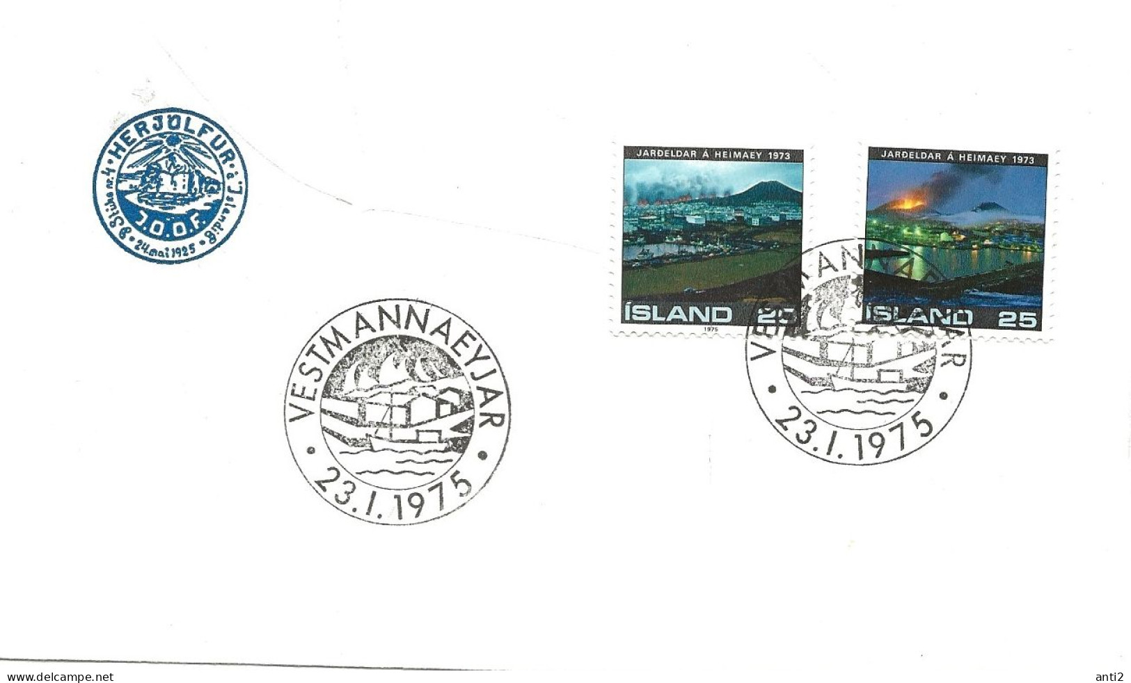 Island Iceland  1975  2nd Anniversary Of The Volcanic Eruption On Heimaey  Mi 500-501 FDC - Storia Postale