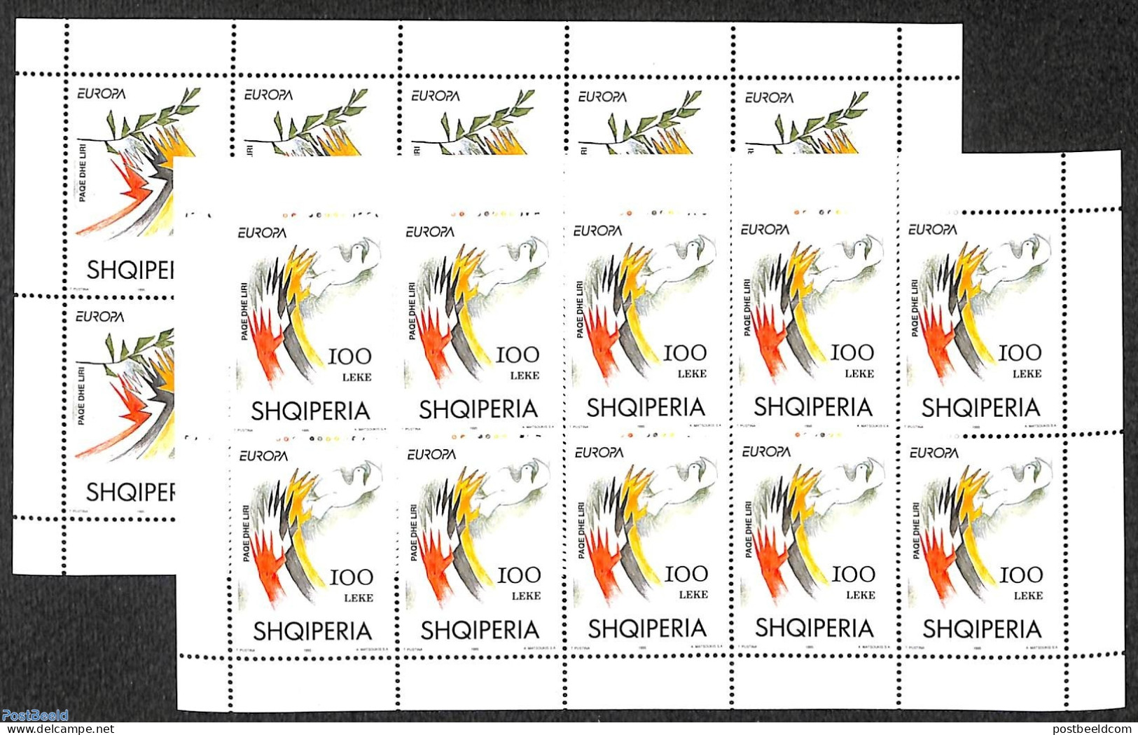 Albania 1995 Europa, 2 M/ss (= 10 Sets), Mint NH, Europa (cept) - Albania