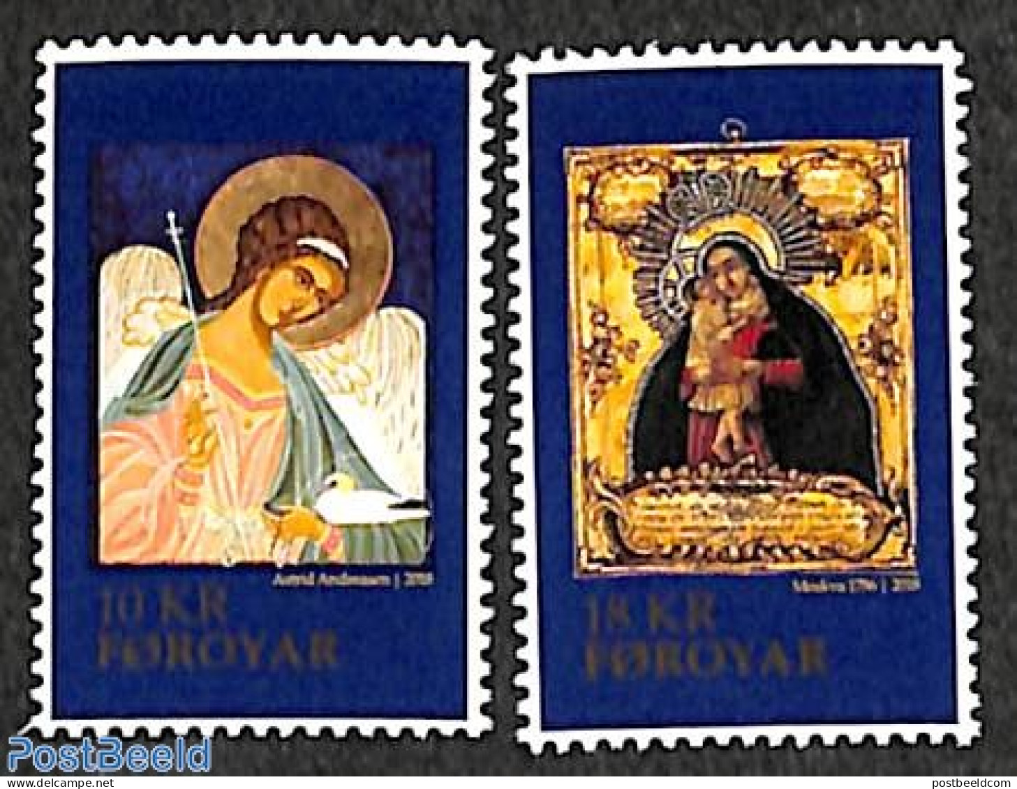 Faroe Islands 2018 Christmas, Icons 2v, Mint NH, Religion - Christmas - Art - Paintings - Christmas