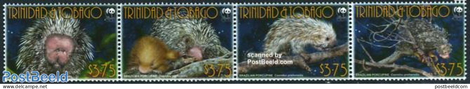 Trinidad & Tobago 2008 WWF, Brazilian Porcupine 4v [:::], Mint NH, Nature - Animals (others & Mixed) - World Wildlife .. - Trindad & Tobago (1962-...)