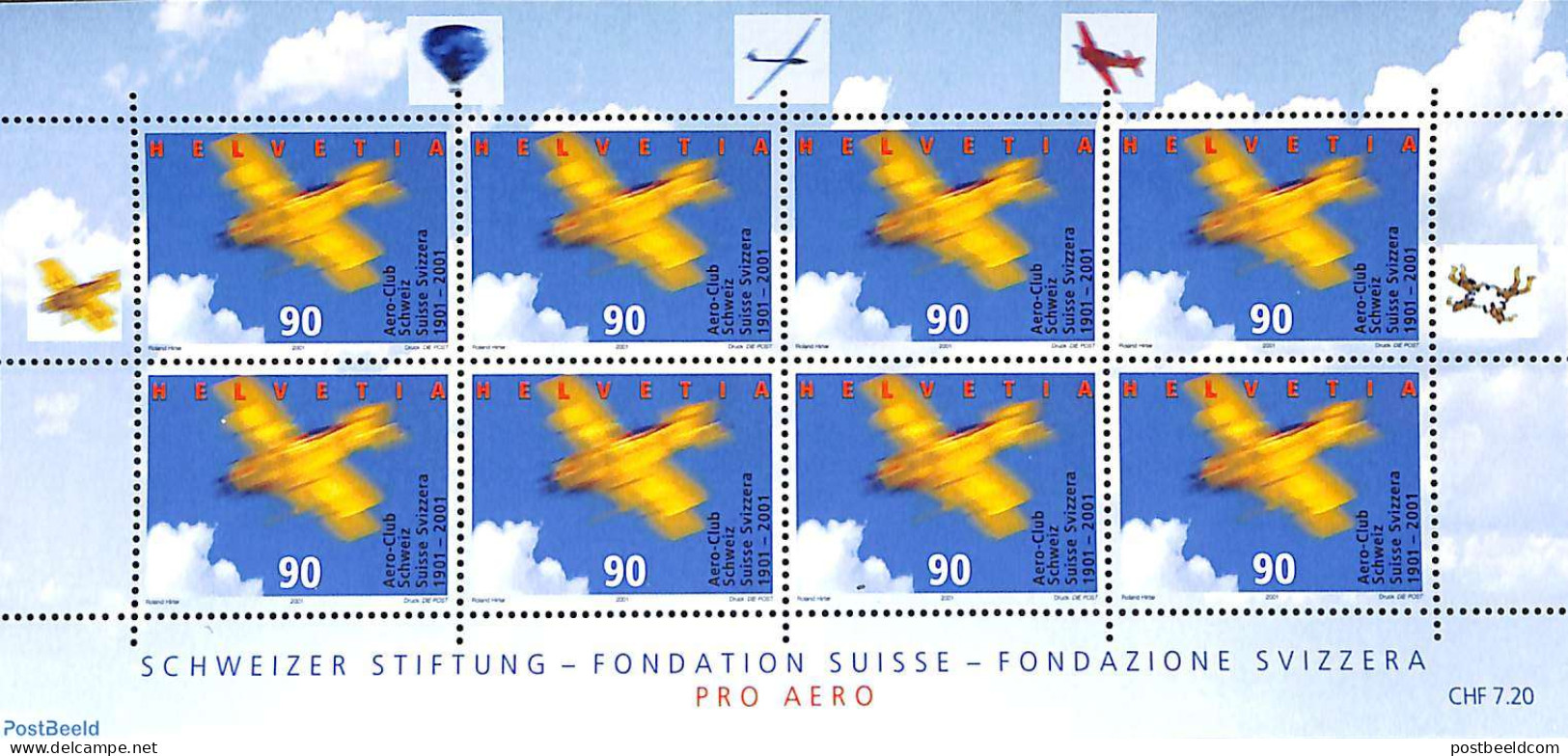 Switzerland 2001 Pro Aero M/s, Mint NH, Transport - Aircraft & Aviation - Neufs