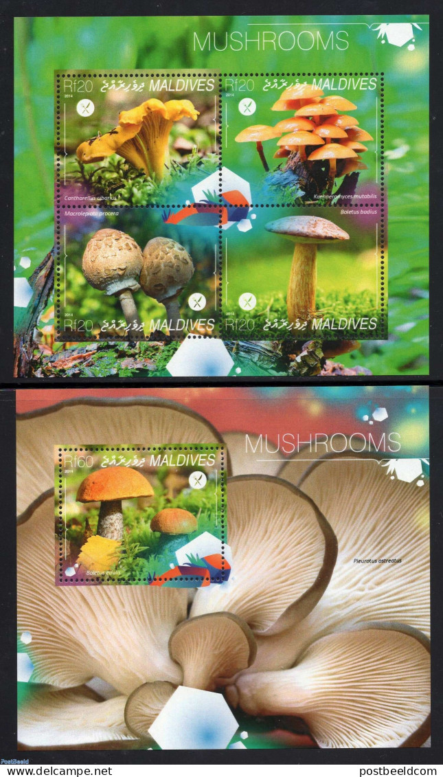 Maldives 2014 Mushrooms 2 S/s, Mint NH - Maldive (1965-...)