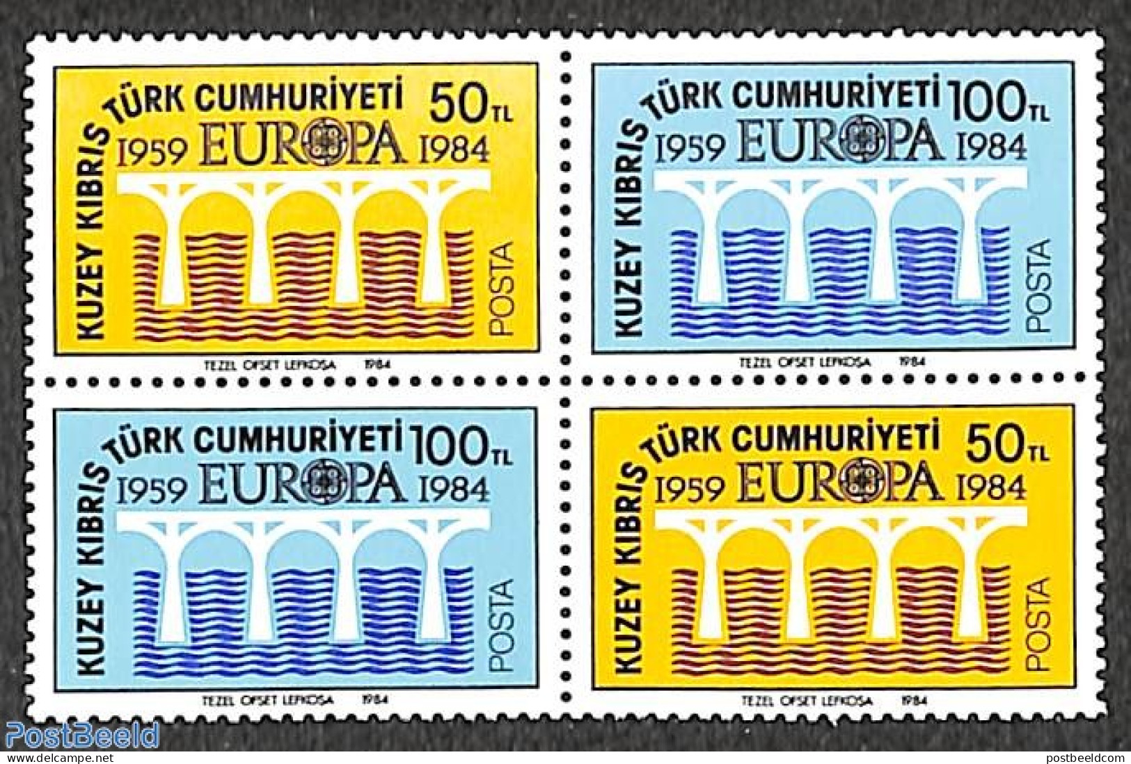 Turkish Cyprus 1984 Europa 2x2v [+], Mint NH, History - Europa (cept) - Art - Bridges And Tunnels - Puentes