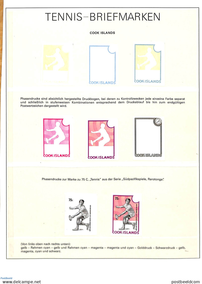 Cook Islands 1990 Page With Colour Proofs, Mint NH, Sport - Sport (other And Mixed) - Tennis - Tennis