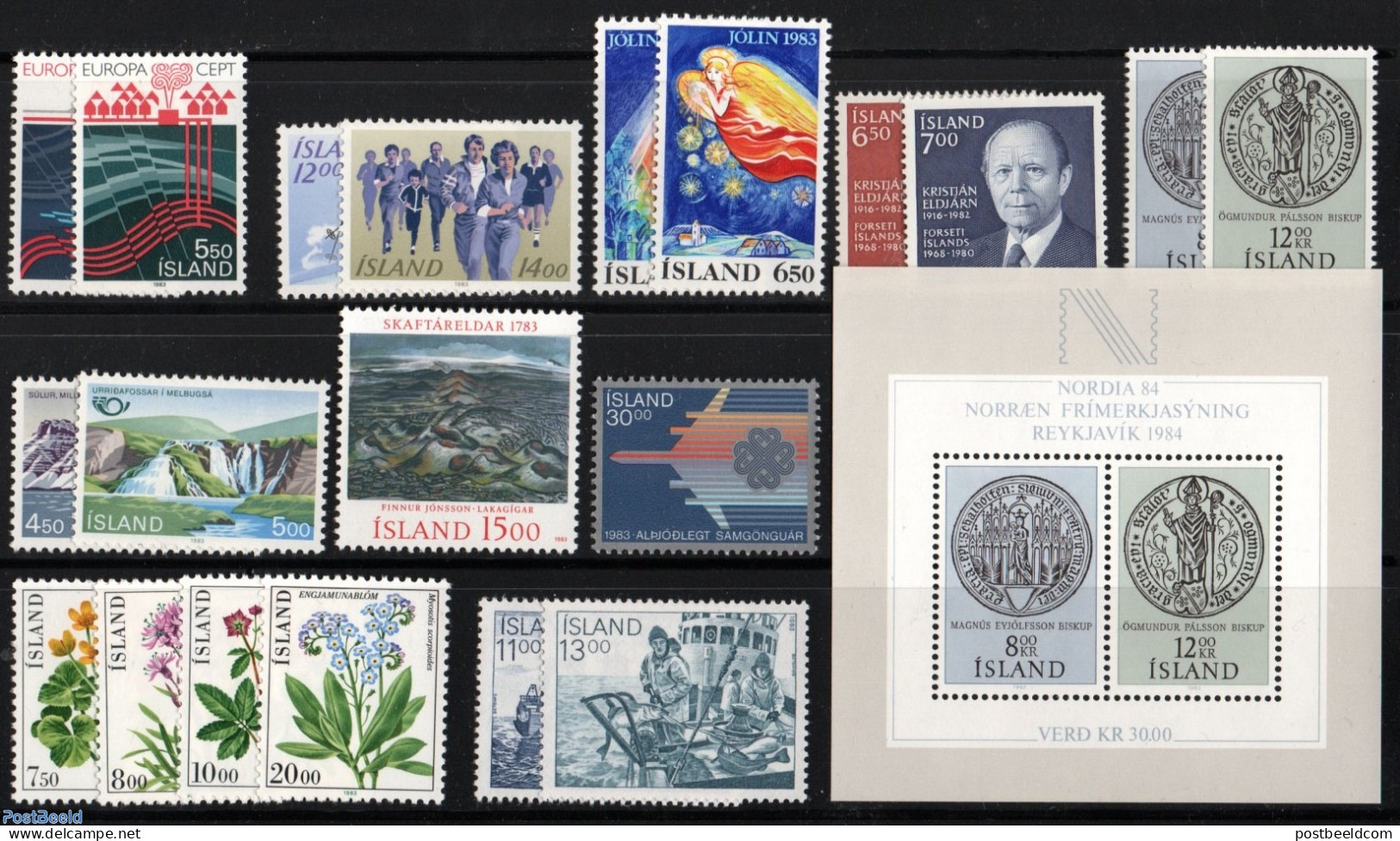 Iceland 1983 Yearset 1983 (20v+1s/s), Mint NH, Various - Yearsets (by Country) - Nuovi
