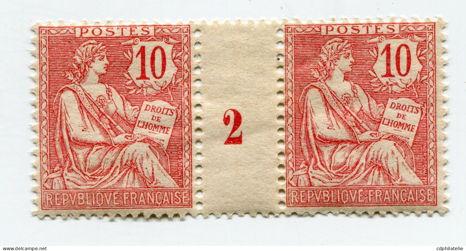 FRANCE N°124 ** TYPE MOUCHON EN PAIRE AVEC MILLESIME 2 ( 1902 ) - Millésime