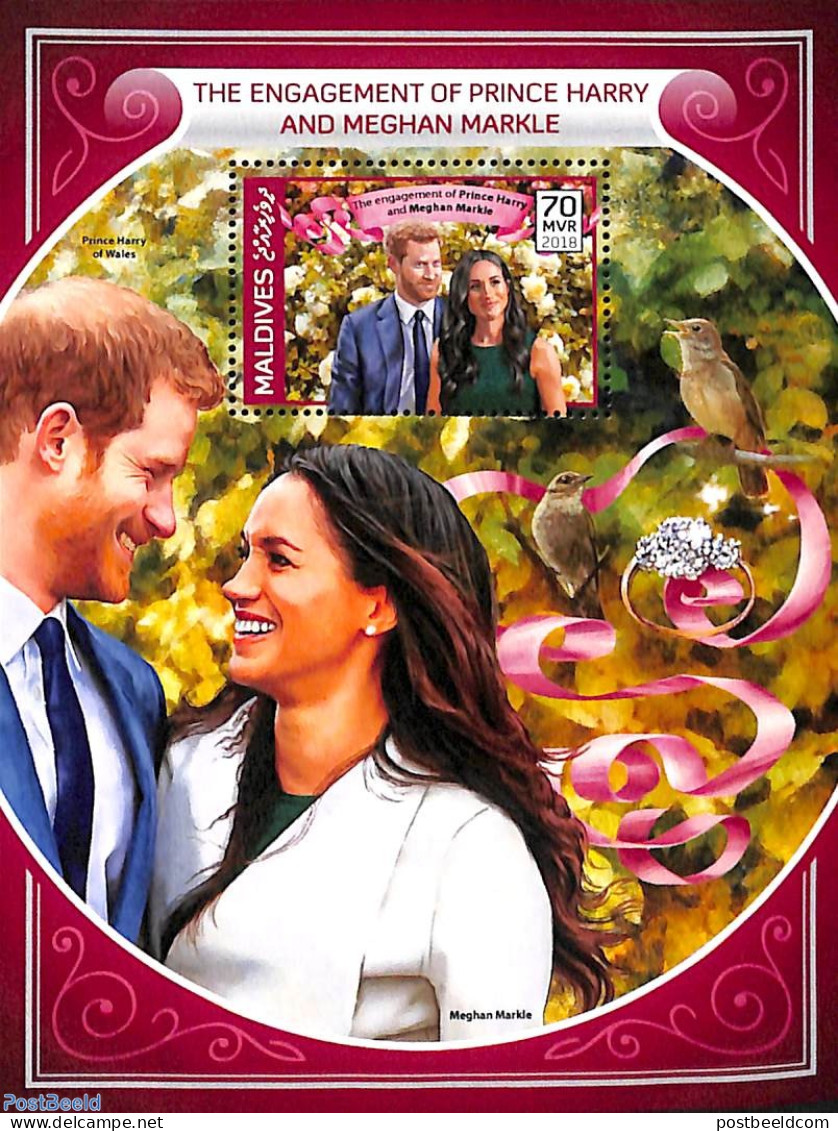 Maldives 2018 Prince Harry Wedding S/s, Mint NH, History - Kings & Queens (Royalty) - Königshäuser, Adel