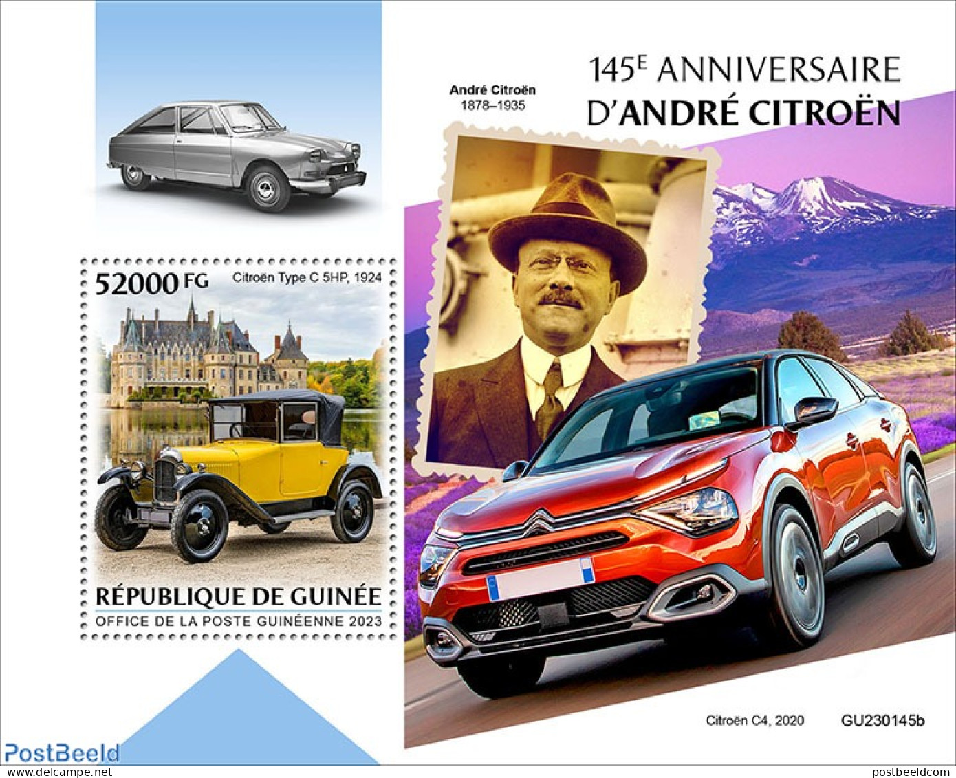Guinea, Republic 2023 145th Anniversary Of André Citroën, Mint NH, Transport - Automobiles - Cars