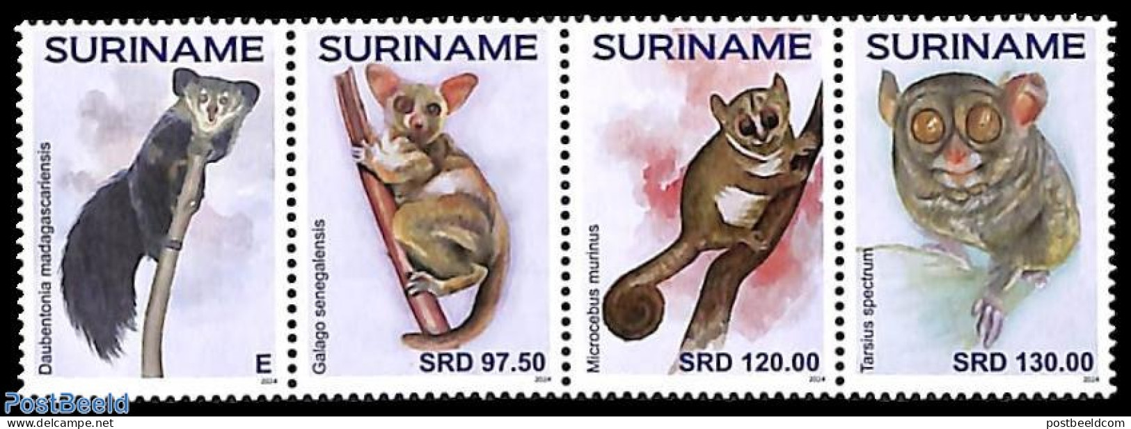 Suriname, Republic 2024 Monkeys 4v [:::] Or [+], Mint NH, Nature - Monkeys - Suriname