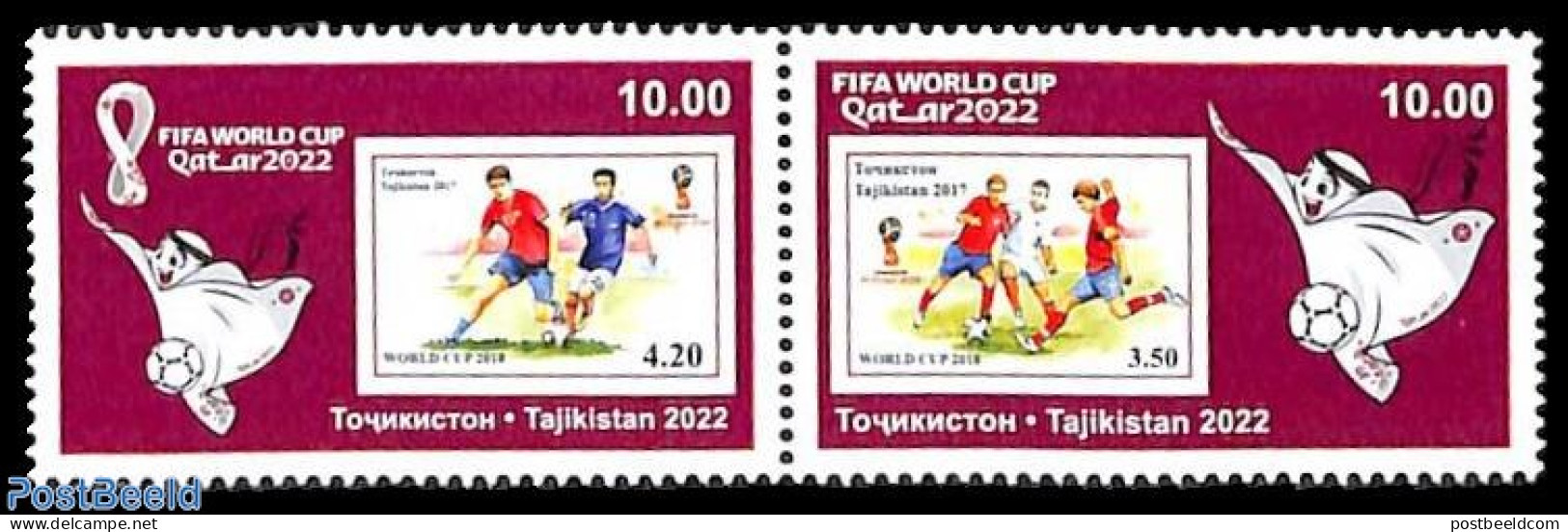 Tajikistan 2022 WC Football 2v [:], Mint NH, Sport - Football - Stamps On Stamps - Timbres Sur Timbres