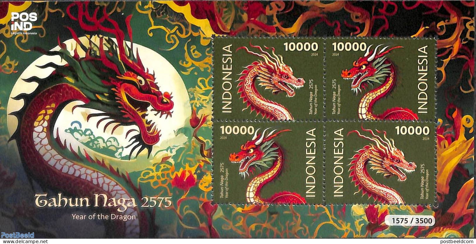 Indonesia 2024 Year Of The Dragon S/s, Mint NH, Various - New Year - Nouvel An
