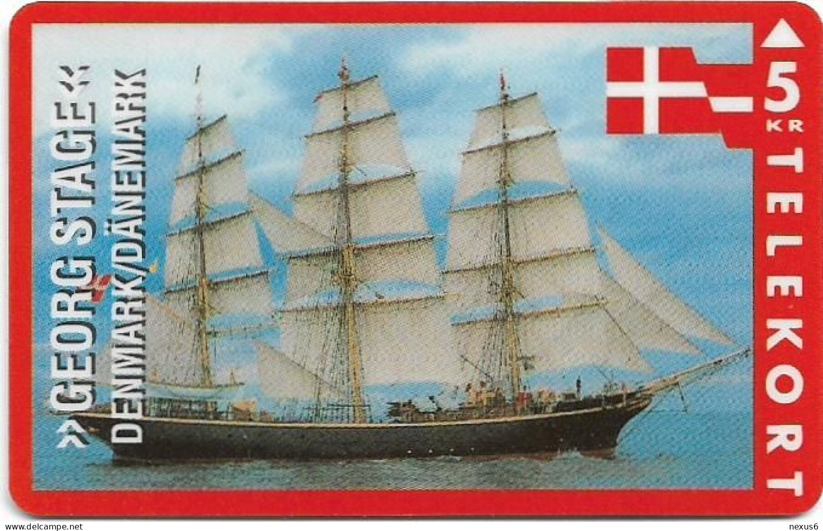 Denmark - KTAS - Ships (Red) - Denmark - Georg Stage - TDKP060 - 01.1994, 5kr, 2.500ex, Used - Denmark