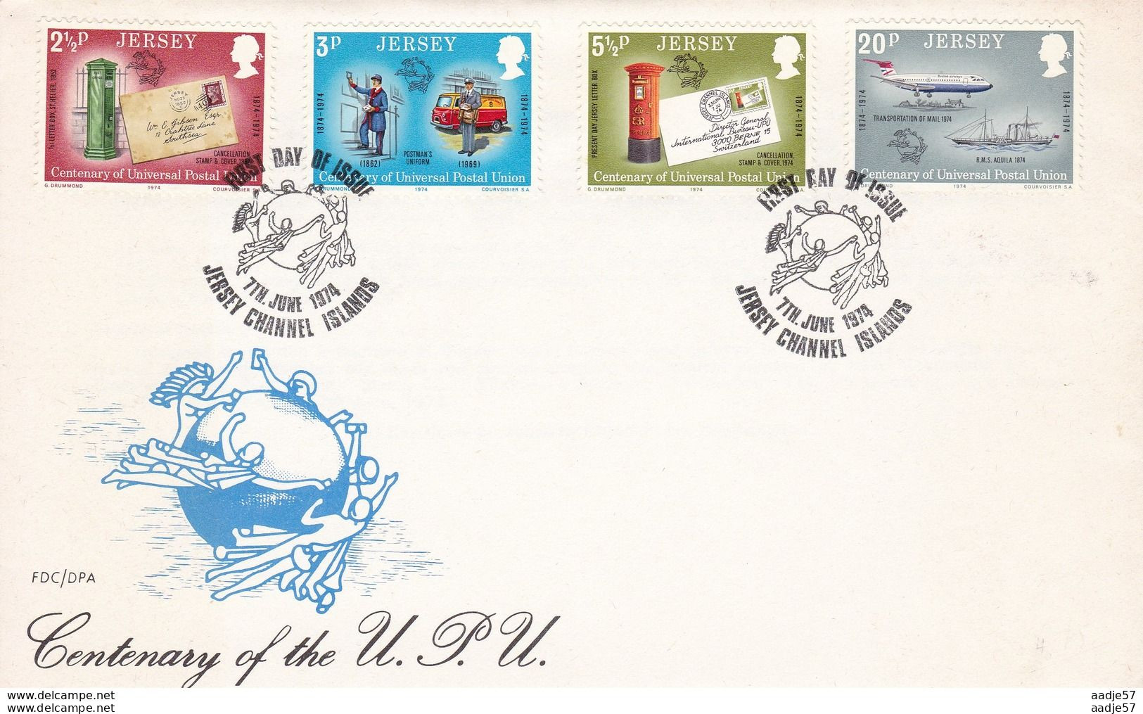 Jersey FDC 07.06.1976 100 Years Of U.P.U. - Jersey