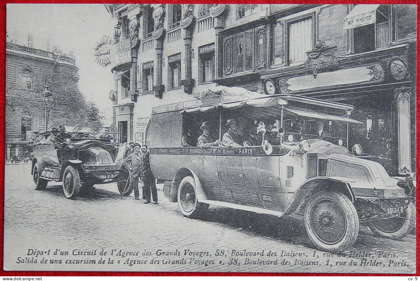 CP DEPART D'UN CIRCUIT DE L'Agence Des Grands Voyages PARIS France Vierge C418 - Transporte Público