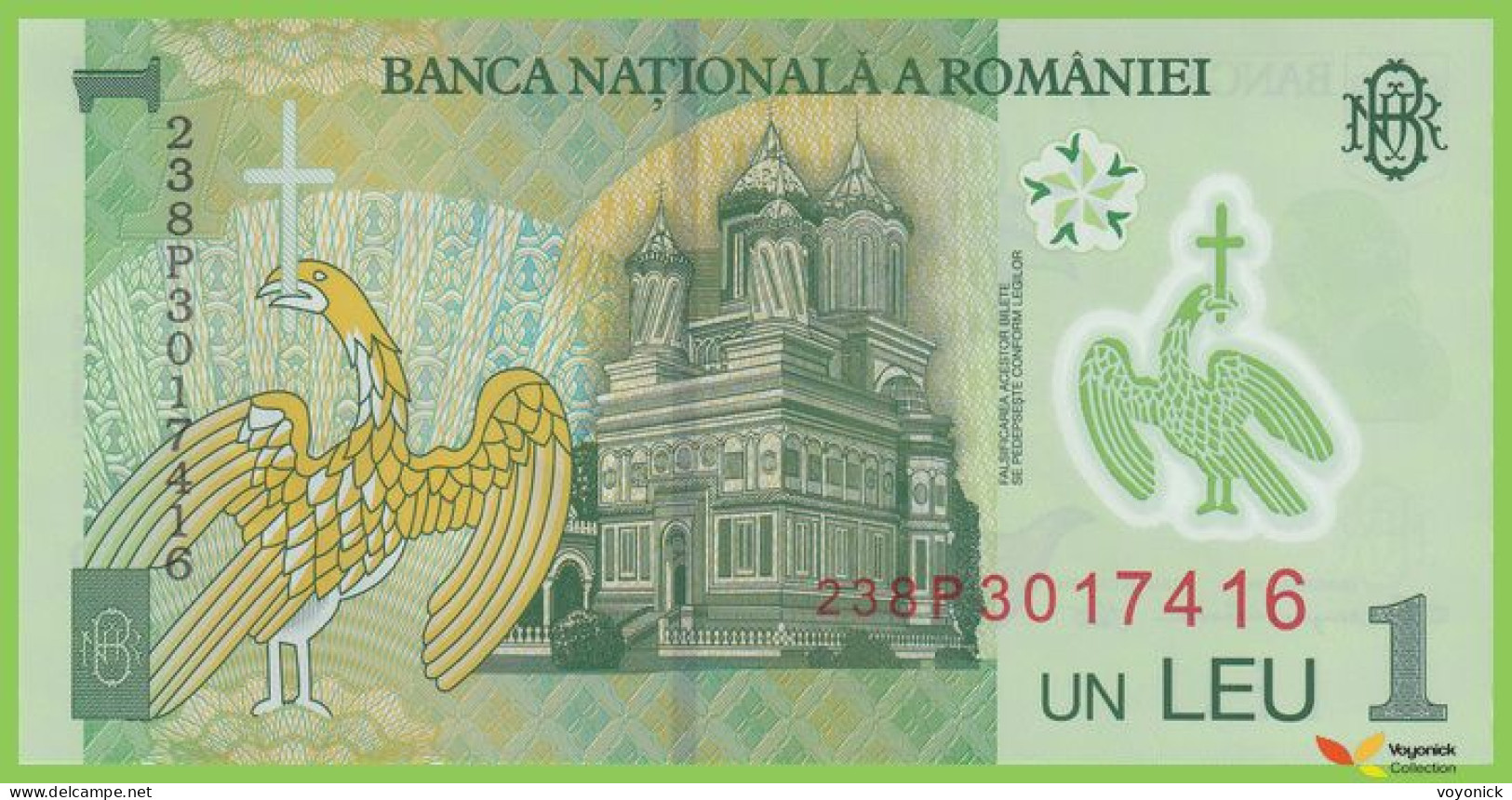 Voyo ROMANIA 1 Leu 2018(2023) P117o B286e 238P UNC Polymer - Roumanie