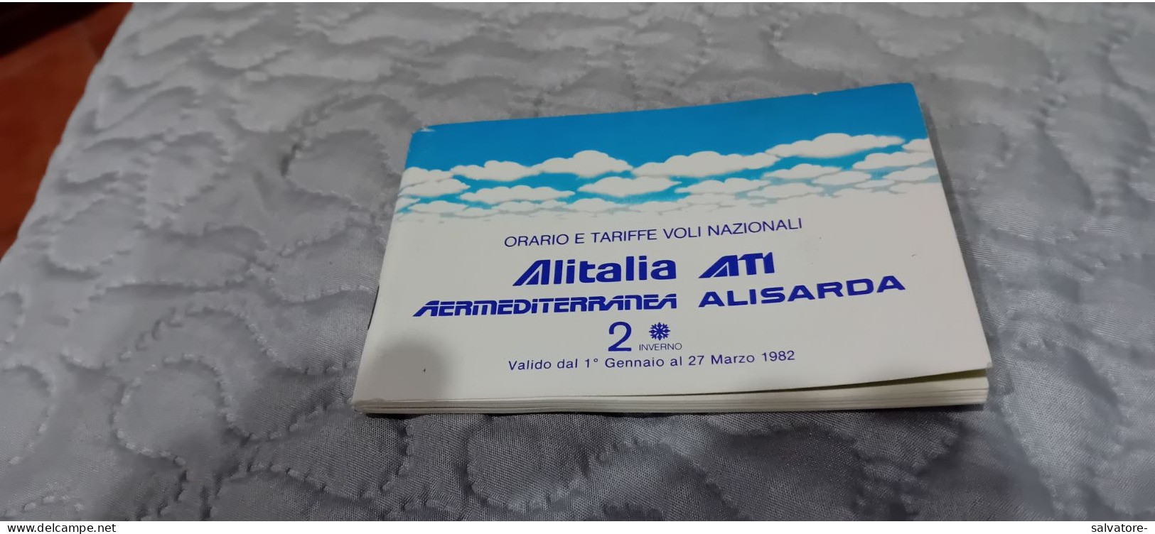 ORARI E TARIFFE VOLI NAZIONALI ALITALIA AT1 ARMEDITERRANEA ALISARDA 1982 - Tijdstabellen