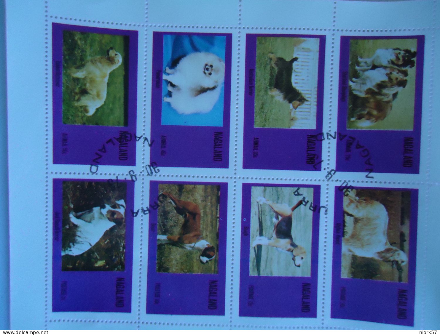 NAGALAND  USED SHEET  OF 8  DOG DOGS - Honden