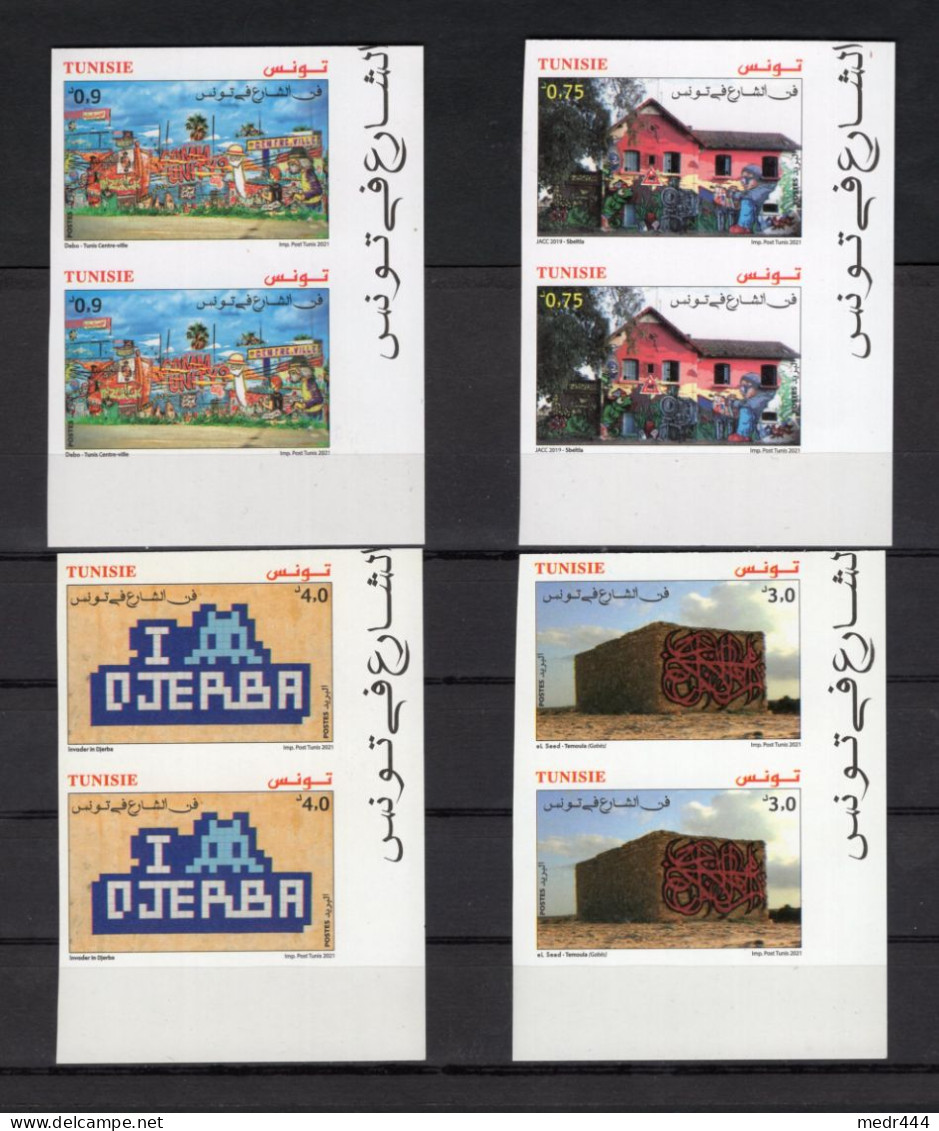 Tunisia/Tunisie 2021 - Street Art In Tunisia - L'Art De La Rue En Tunisie  Graffiti - Pair Of Imperforated Stamps - Tunesien (1956-...)