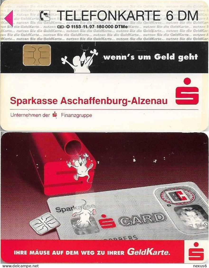 Germany - Sparkasse Geldkarte (Overpint 'Sparkasse Aschaffenburg-Alzenau') - O 1153 - 11.1997, 6DM, Used - O-Series: Kundenserie Vom Sammlerservice Ausgeschlossen