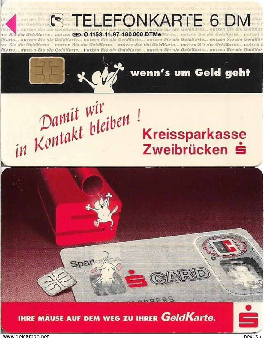 Germany - Sparkasse Geldkarte (Overpint 'Kreissparkasse Zweibrücken') - O 1153 - 11.1997, 6DM, Used - O-Series: Kundenserie Vom Sammlerservice Ausgeschlossen