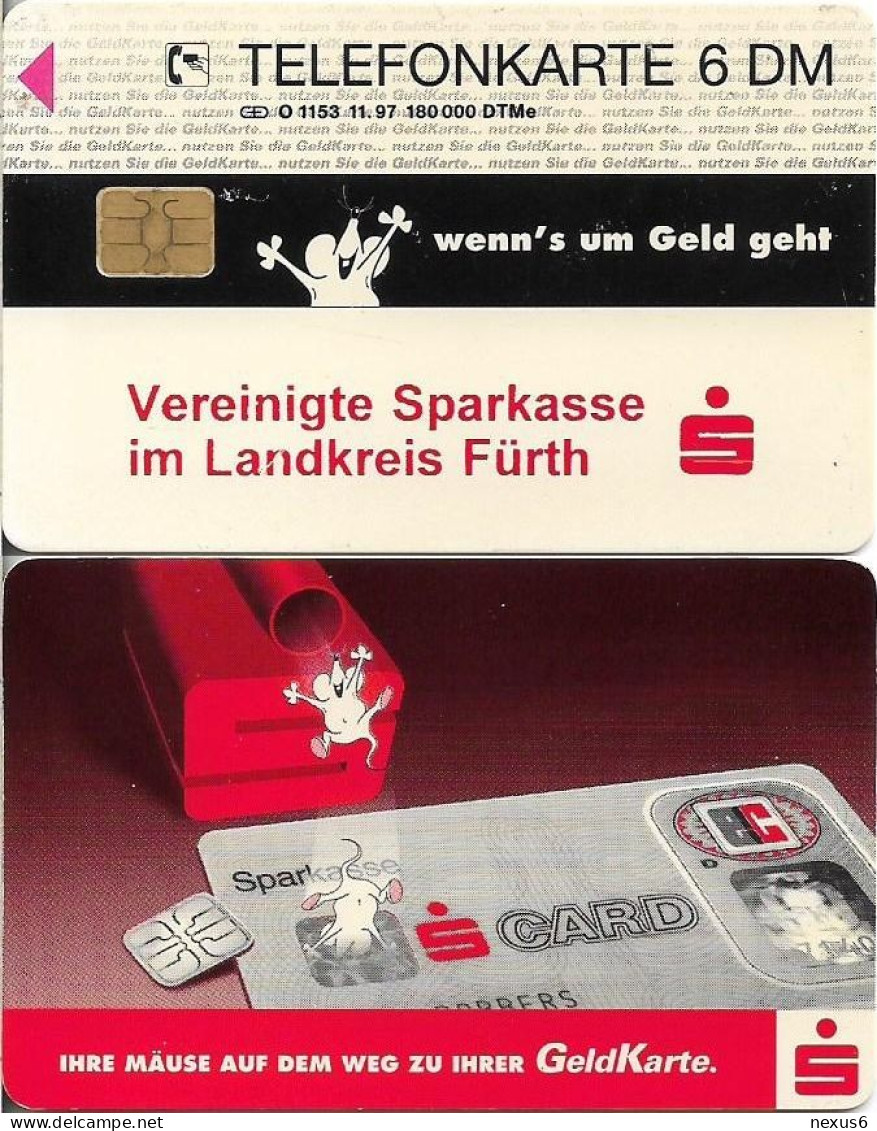 Germany - Sparkasse Geldkarte (Overpint 'Landkreis Fürth') - O 1153 - 11.1997, 6DM, Used - O-Series : Séries Client