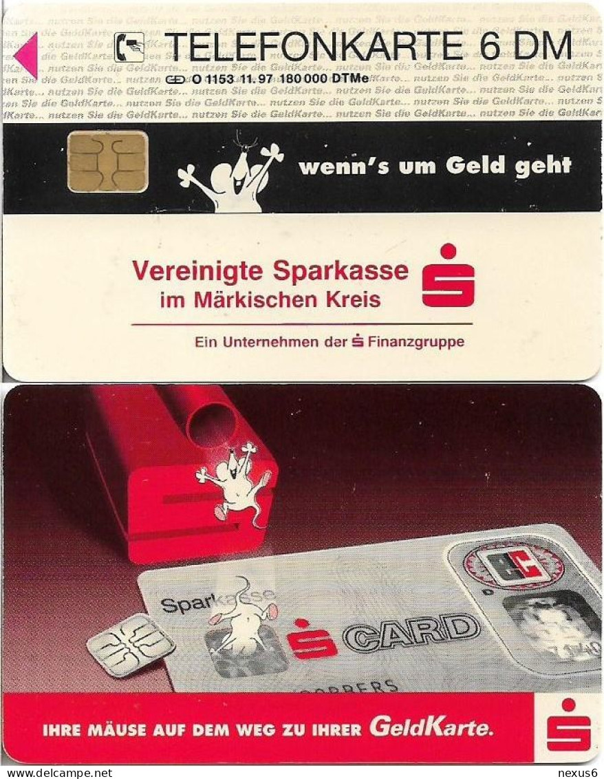 Germany - Sparkasse Geldkarte (Overpint 'Märkischen Kreis') - O 1153 - 11.1997, 6DM, Used - O-Series : Series Clientes Excluidos Servicio De Colección