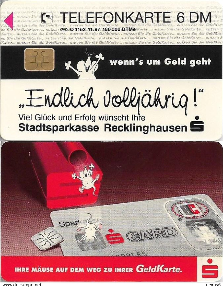 Germany - Sparkasse Geldkarte (Overpint 'Stadtsparkasse Recklinghausen') - O 1153 - 11.1997, 6DM, Used - O-Series : Customers Sets