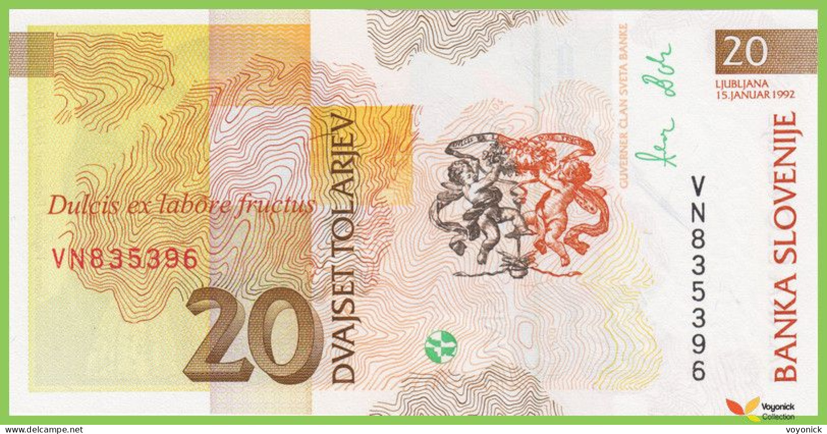 Voyo SLOVENIA 20 Tolarjev 1992 P12a B302a VN UNC - Slovenia